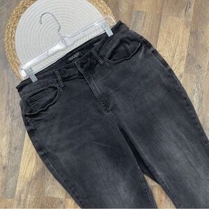 Judy Blue Black Super Flare Jeans Raw Hem Womens Plus Size 14W High Rise